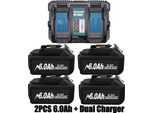 Pacco Batteria Da 18 V, Capacità 6,0 Ah, Fcc E Rohs, 4 Caricatori Da 6,0 Ah, 18 V