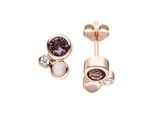 Paar Ohrstecker Jobo, Rosa (RoséGoldfarben), Ohrringe, Damen, Silber 925 (Sterlingsilber), 925 Silber RoséGold Vergoldet Glassteine 4 Zirkonia