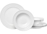 Tafelservice RITZENHOFF & BREKER Teller Set, Geschirr-Set Simple, weiß, 8 tlg., Porzellan, Geschirr-Sets, Geschirr, weiß, Relief-Rand, 8 Teile, für 4 Personen