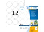Herma Special - Carta - Opaca - Autoadesiva, Adesivo Rimovibile - Bianco - 60 Mm Rotondo 1200 Etichette (100 Fogli X 12) Etichette