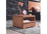 Finebuy Comodino In Legno Massiccio Di Acacia Con Cassetto E Vano Portaoggetti - Comodino Piatto Casa Di Campagna Camera Da Letto, Comodino Con Vano Portaoggetti Per Letti Futon