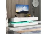 Merax Tv Lowboard Con Base Con Illuminazione Led A 16 Colori (2 Pezzi), Mobile Tv Con Vani A Giorno, 4 Cassetti E Telecomando, Larghezza 130Cm