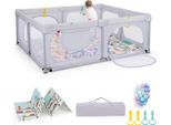 Costway Box Per Bambini Con Tappetino, 189 X 158 Cm Recinto Per Bambini Da 0 A 3 Anni Grigio Chiaro