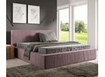Gutto Letto Imbottito Su Misura Filo Rosa Cipria 200X200 In Tessuto A Coste Con Rete A Doghe In Metallo Design Moderno In Colori Di Tendenza, Con Vano Contenitore