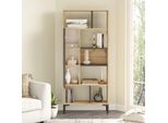 Libreria Rebecca Mobili Kanak 163,5X72X25 Truciolare Pvc Rovere Chiaro Grigio Scuro Moderna