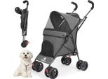 Passeggino Per Animali Domestici, Design Leggero, Rete Traspirante, Grigio