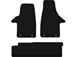 Tappetini In Velluto Per Vw Transporter T5 (2003-2015, Furgone, 2 File) Neri, Set 3 Pz, Con Fissaggi