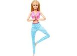 Barbie Made to Move mit pinkem Sportoberteil und blauer Yogahose, Puppe