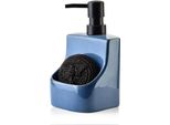 Mondex | Distributore Di Sapone - Sansa - 450 Ml - Blu - Design Elegante - Pratico Aiuto In Cucina