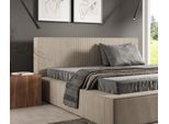 Gutto Letto Imbottito Su Misura Filo Beige 180X200 In Tessuto A Coste Con Rete A Doghe In Legno Design Moderno In Colori Di Tendenza, Senza Contenitore