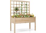 Costway Fioriera Con Traliccio E Foro Di Drenaggio, Traliccio Da Giardino Per Piante Rampicanti, Fioriera A Letto Rialzato Ausilio Per Piante Rampicanti Naturale 119X60X160Cm