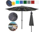Einfeben 3,5M Ombrellone Da Giardino Ombrellone Da Balcone UV40+ Idrorepellente Da Giardino Con Led Solare, Grigio, 3,5M