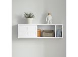 Sobuy FHK18-W Appendiabiti Da Parete Con Ante Scorrevoli E Ripiano Appendiabiti Da Corridoio Scaffale Da Parete Scaffale Da Appendere Armadio Bianco Wd Circa 75X23X20Cm