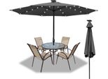 Jiubiaz 3,5 M Ombrellone UV40+ Ombrellone Da Giardino Ombrellone Da Spiaggia Led Solare， Grigio