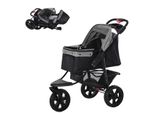 Hundewagen Hundebuggy Katzen Pet Stroller mit 3 Rädern klappbar Grau