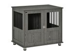 Hundebox, Haustierbox, Magnettür, Hundehaus mit Fenster, 85 x 55 x 75 cm, Grau