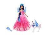 Barbie Saphire Puppe Mit Einhorn Mit Blauen Haaren Und Pinkfarbenem Kleid