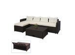 Poly-Rattan Garnitur MCW-J34, Balkon-/Garten-/Lounge-Set Sitzgruppe Sofa, Staufach ~ Braun, Kissen Creme-Beige