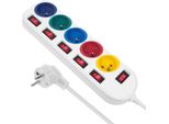 Maclean MCE204M/W Presa A 5 Vie Tipo-E 1,5 M Con Interruttore Presa Multipla Presa Multipla Presa Multipla Protezione Bambini Spina Fr Protezione Da Sovratensione Max. 10A (Bianco/Multiplo)