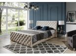 Chesterfield Camera Da Letto Letti Tessile 200X200Cm Velluto Grande Hotel Beige Nuovo