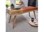 Finebuy Panca In Pelle Di Capra / Panca In Legno Massiccio 100 X 52 X 38 Cm Panca Imbottita Da Corridoio In Stile Retrò Con Vano Portaoggetti Panca Imbottita In Pelle Portaoggetti Marrone