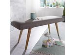Finebuy Panca In Tessuto / Panca In Legno Massiccio Grigio 117X51X38 Cm In Stile Retrò Panca Imbottita A 2 Posti Corridoio Panca Imbottita In Tessuto Sala Da Pranzo Marrone Panca Letto Piccola