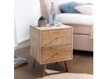 Finebuy Console Da Letto In Legno Massiccio Di Mango Con 2 Cassetti - Comodino Moderno Letti A Molle In Design Naturale, Comodino Fatto A Mano 40X56X40 Cm