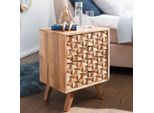 Finebuy Comodino In Legno Massiccio Di Acacia - Comodino Con 2 Cassetti, Fatto A Mano - Comodino Adatto A Letti A Molle 44X35X61Cm