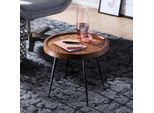 Finebuy Tavolino Rotondo 46X40X46 Cm Sheesham Legno Massiccio Metallo Tavolino Stile Industriale Vero Legno Legno Tavolino Divano Tavolino Gambe Metallo Tavolino