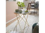 Finebuy Tavolino Di Design In Marmo Bianco Rotondo Ø55 Cm Struttura In Metallo Dorato Tavolino Da Salotto Tavolino Da Caffè
