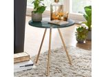 Finebuy Tavolino In Vero Marmo Verde 38X38X44Cm Tavolino In Metallo Oro Piccolo Treppiede Tavolino Da Divano Tavolo Rotondo Da Soggiorno Divano Tavolino Da Caffè Moderno