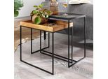Finebuy Set Di 2 Tavoli Da Soggiorno In Legno Massiccio Di Mango / Tavolino In Pietra Tavolino Quadrato Tavolino Da Divano Industriale Tavolino Da Caffè Set Di Tavoli Rettangolari