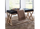 Panca In Velluto Nero 90X46X44 Cm Panca Imbottita Con Struttura In Metallo | Wohnling