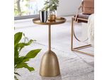 Finebuy Tavolino Orientale Rotondo Ø 33Cm In Metallo Oro - Tavolino Da Salotto In Alluminio - Tavolino In Alluminio - Tavolino Da Divano - Tavolino