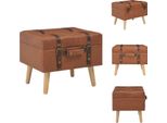 Vidaxl Sgabello Con Vano Portaoggetti Da 40 Cm In Pelle Finta Marrone Chiaro - Panche Per Sala E Cassapanca