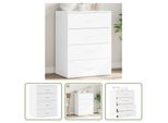 The Living Store Madia Bianca 60X39X80 Cm Materiale A Base Di Legno