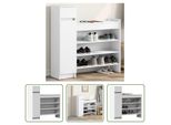 The Living Store Scarpiera Bianca 100,5X28X100 Cm Materiale A Base Di Legno