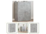 The Living Store Schedario Grigio Cemento 60X32X77,5 Cm Materiale In Legno