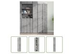The Living Store Credenza In Cemento Grigio 30X42,5X185 Cm Materiale In Legno