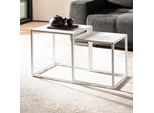Finebuy Tavolo Da Soggiorno Set Di 2 Tavolino In Metallo Tavolino Quadrato Bianco Tavolino Industriale Tavolino Da Divano Tavolino Quadrato Set Di Tavolini 2 Pezzi Set Tavolino