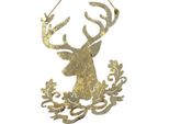 Decorazione Natalizia Renna Appesa Decorazione Metallo Testa Di Cervo Oro Antico 23Cm Set 2Pcs