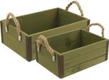 Set Di 2 Fioriere Vintage In Legno Verde - Fioriere Rustiche Per La Decorazione E Il Giardino