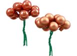 Baubles In Vetro Decorazione Natalizia Mini Su Filo Rosso-Arancio Opaco Lucido Ø2Cm 140Pz
