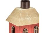 Portacandele Casa Legno Rosso Portacandele A Bastoncino Decorazione Natalizia H14,5Cm Set Di 2