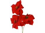 Poinsettia Fiore Artificiale Rosso 46Cm 6Pcs Deco Poinsettia