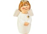 Angelo In Ceramica 7 Cm Bianco Con Accenti D'oro - Decorazione E Idea Regalo, Set Di 6