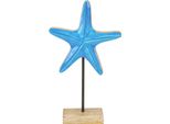 Decorazione Stella Marina In Legno Blu Mango Marittimo H25Cm