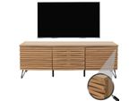Tv-Rack MCW-M49, Lowboard Tv-Schrank, 3D-Design StaufäCher, Mdf Metall 52X142X44Cm ~ Natur
