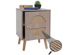 Nachttisch MCW-M35, Kaffeetisch Beistelltisch, StaufäCher, Kubu Rattan Holz Melamin, Eiche-Optik 56X40X40Cm