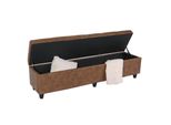 Aufbewahrungs-Truhe Sitzbank Bank Kriens Xxl, Stoff/Textil, 180X45X45Cm ~ Wildlederimitat